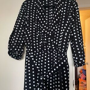 Lane Bryant Black and White Polka Dot Long Sleeve blouse